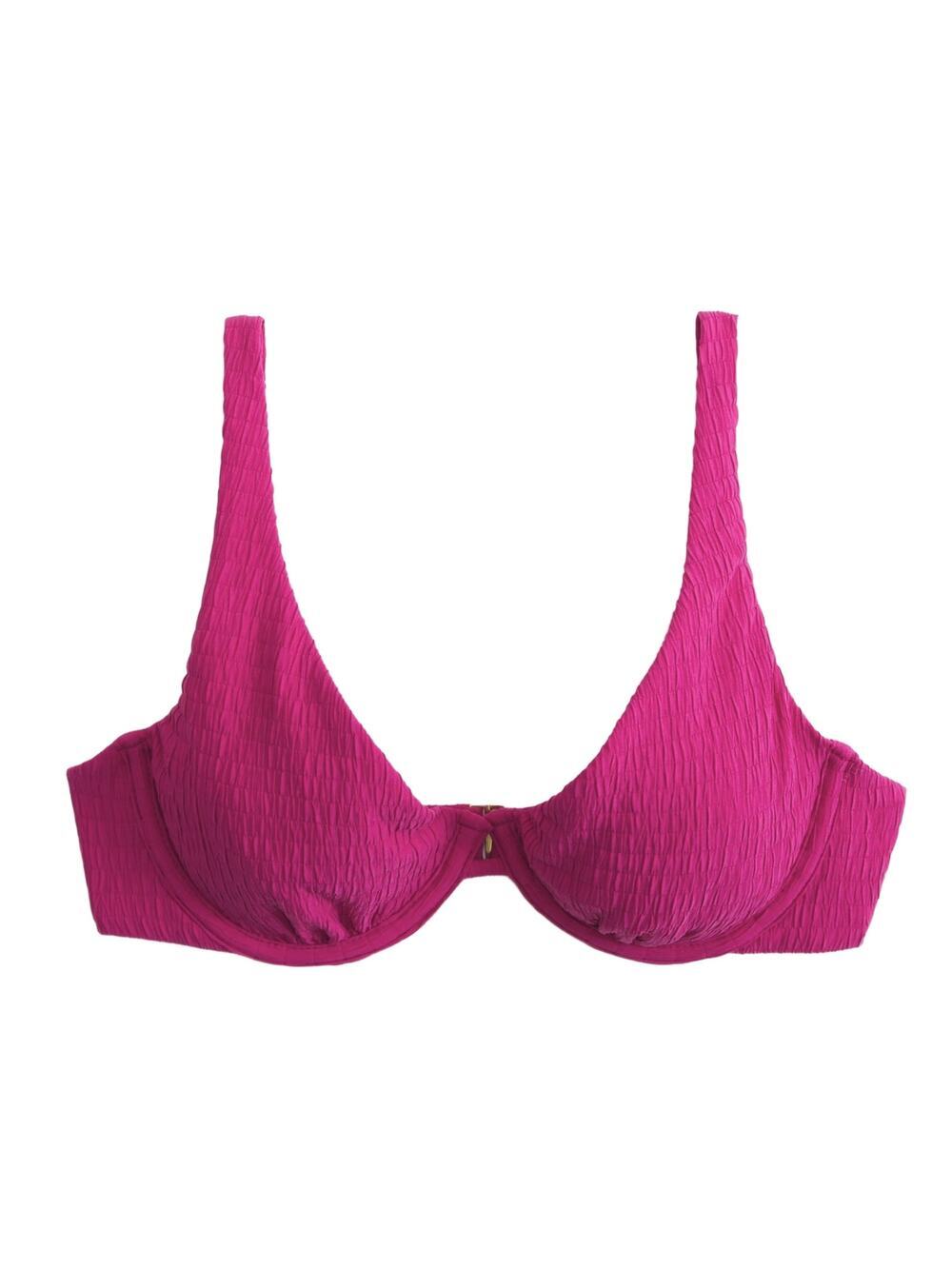 NWT NEW Abercrombie & Fitch High Apex Underwire Bikini Top Pink Ribbed Size 2XS